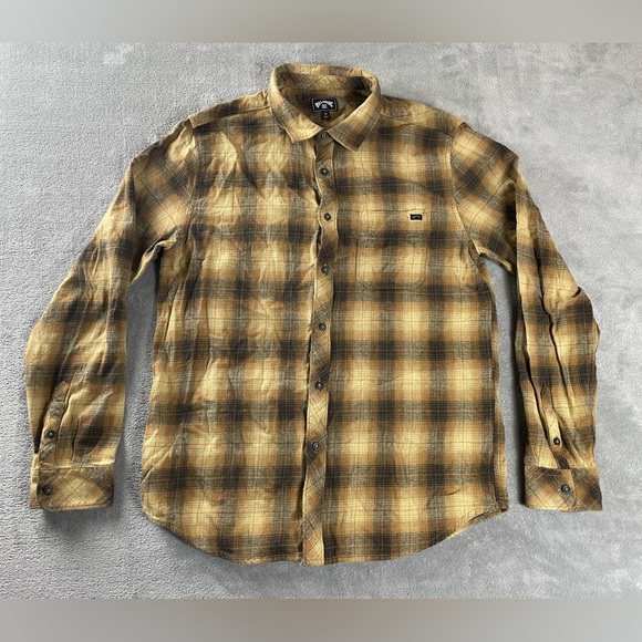 Billabong Other - Billabong Flannel Shirt Mens L Brown Earth Tones Plaid Button Long Sleeve Beach
